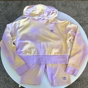 Adidas Kids' Pastel Yellow and Purple Hoodie Set